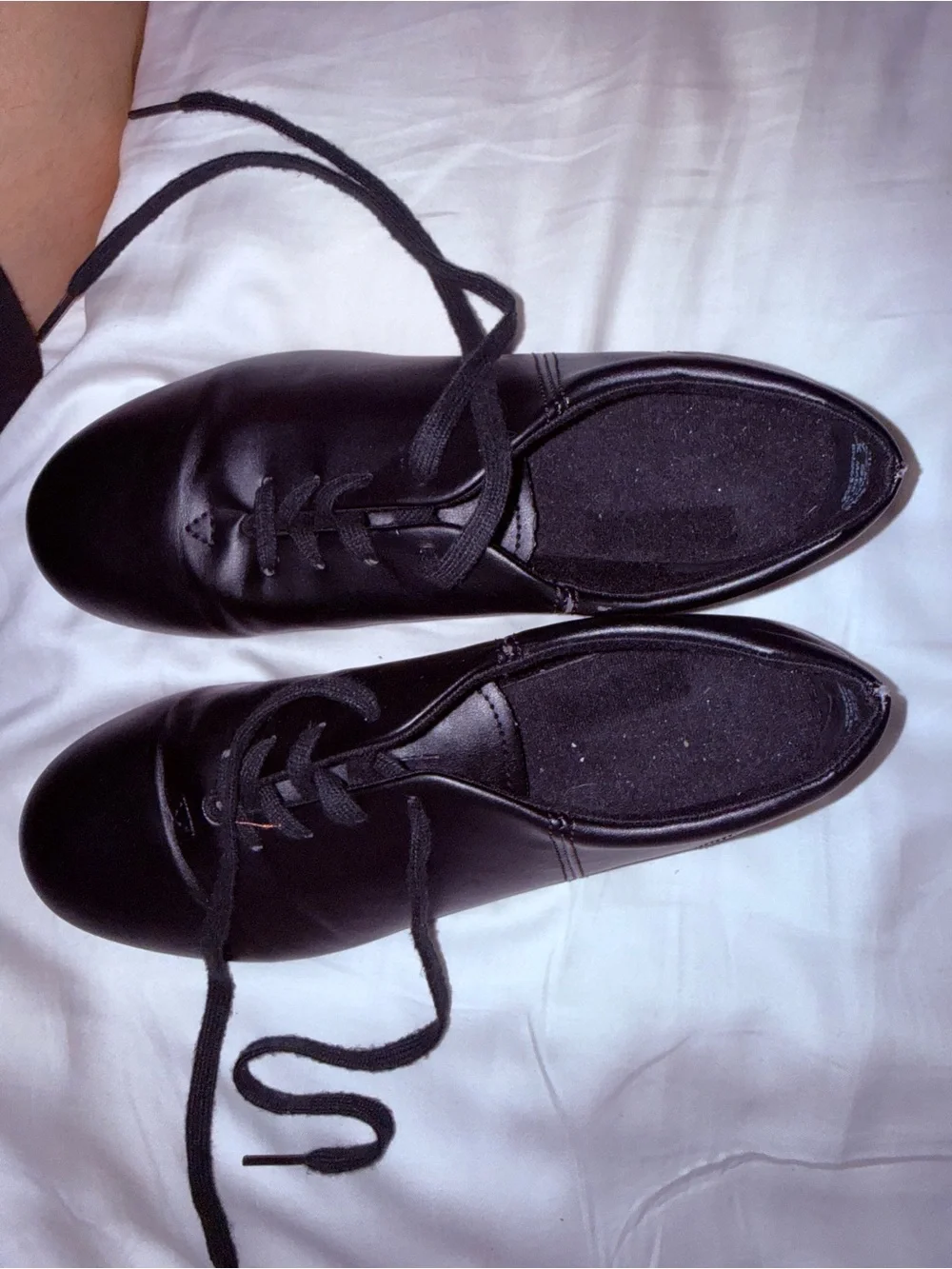 Capezio Tap Dance Shoes Black Leather Lace-Up Women’s 8 WIDE - very good, No Box